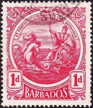 Барбадос 1925 год . Мифология , колесница , 1 p .